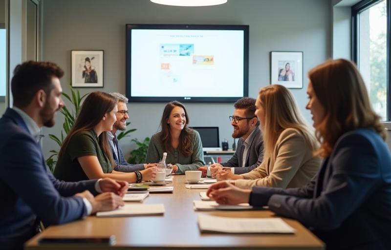 CommLink USA team collaborating in a modern office